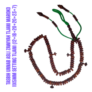 TASBIH KAYU UNNAB ASLI ZAWIYAH TIJANI MAROKO 11X5MM SETTING TIJANI (12+18+20+20+23+7)