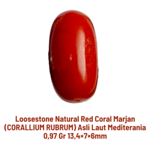 LOOSESTONE NATURAL RED CORAL MARJAN (CORALLIUM RUBRUM) 0,97 gr 13,4×7×6mm