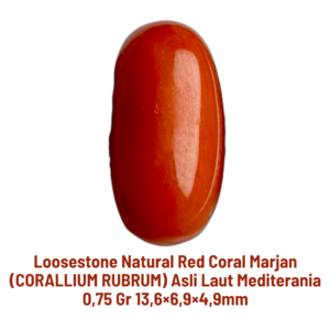 LOOSESTONE NATURAL RED CORAL MARJAN (CORALLIUM RUBRUM) 0,75 gr 13,6×6,9×4,9mm