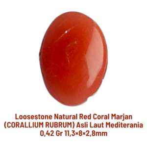 LOOSESTONE NATURAL RED CORAL MARJAN (CORALLIUM RUBRUM) 0,42 gr 11,3×8×2,8mm