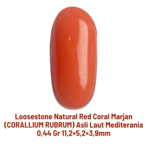 LOOSESTONE NATURAL RED CORAL MARJAN (CORALLIUM RUBRUM) 0,44 gr 11,2×5,2×3,9mm