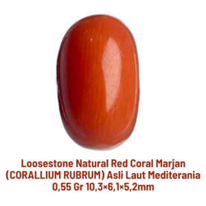 LOOSESTONE NATURAL RED CORAL MARJAN (CORALLIUM RUBRUM) 0,55 gr 10,3×6,1×5,2mm