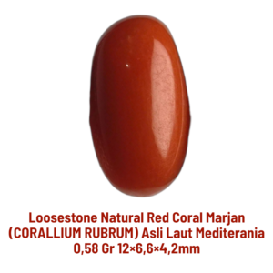 LOOSESTONE NATURAL RED CORAL MARJAN (CORALLIUM RUBRUM) 0,58 gr 12×6,6×4,2mm