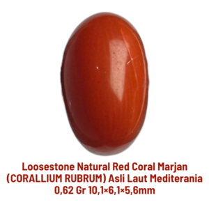 LOOSESTONE NATURAL RED CORAL MARJAN (CORALLIUM RUBRUM) 0,62 gr 10,1×6,1×5,6mm