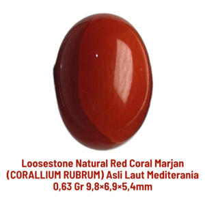 LOOSESTONE NATURAL RED CORAL MARJAN (CORALLIUM RUBRUM) 0,63 gr 9,8×6,9×5,4mm