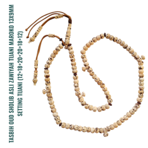 TASBIH OUD SHOLIB ASLI ZAWIYAH TIJANI MAROKO 13X9MM SETTING TIJANI (12+18+20+20+18+12)