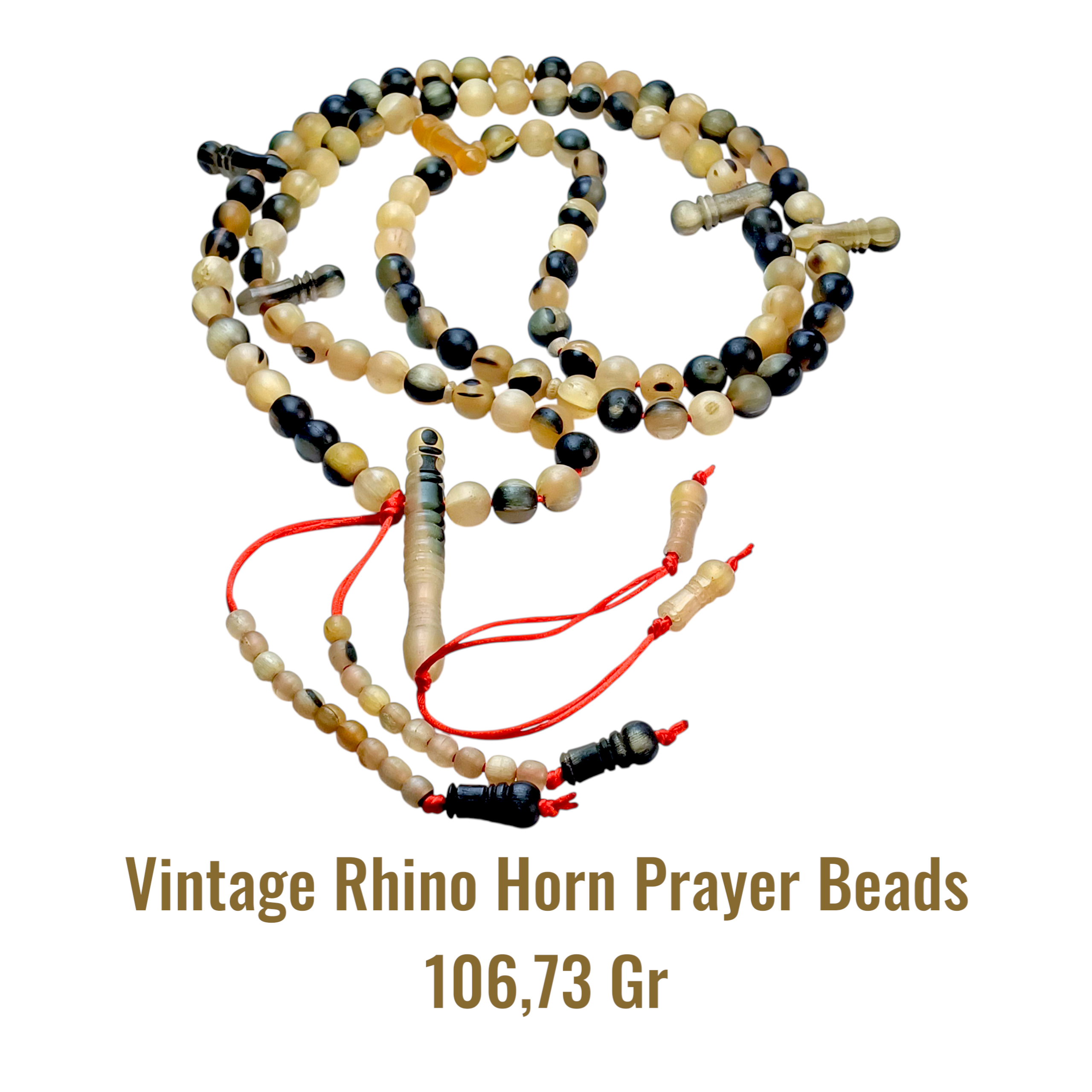 VINTAGE RHINO HORN PRAYER BEADS 106,73 Gr