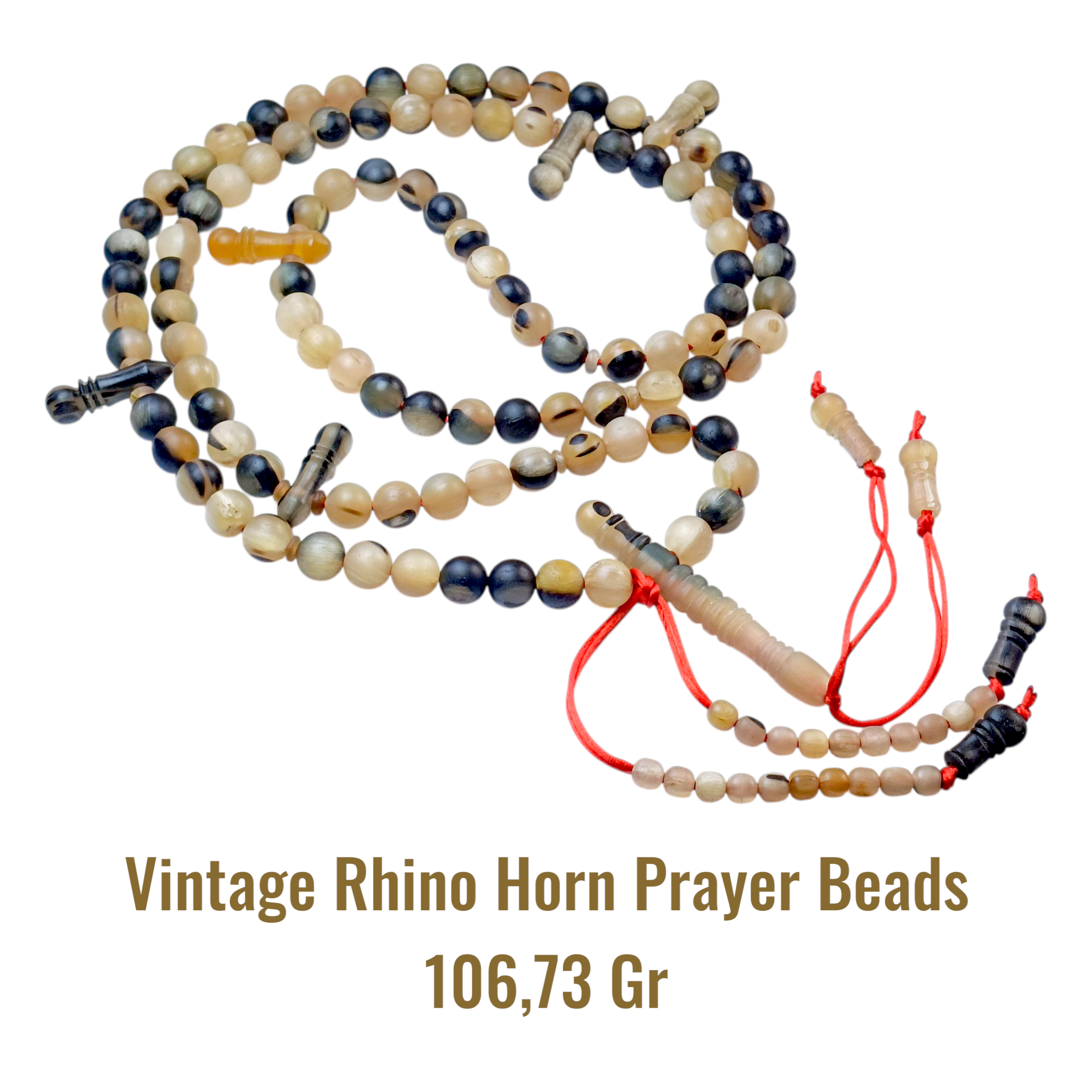VINTAGE RHINO HORN PRAYER BEADS 106,73 Gr - Gambar 2