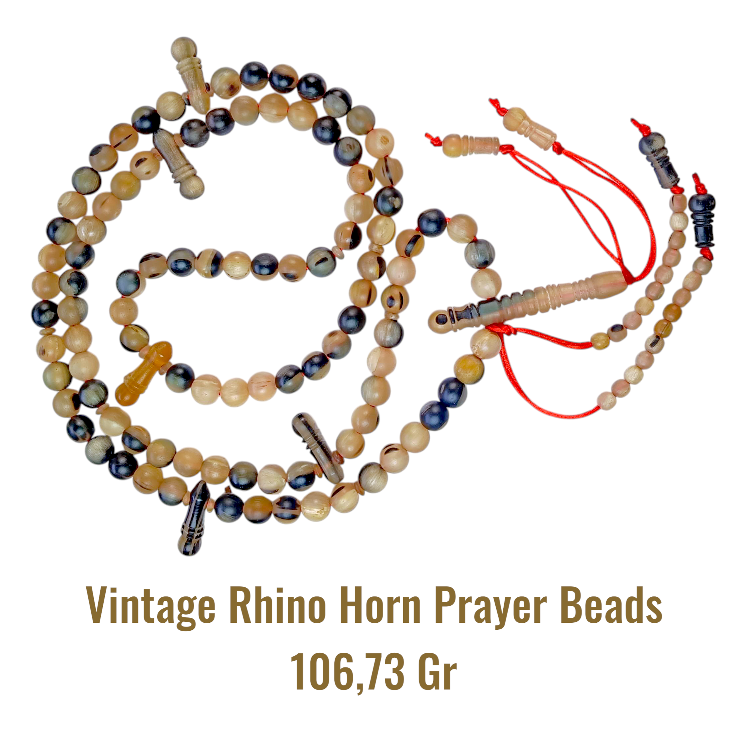 VINTAGE RHINO HORN PRAYER BEADS 106,73 Gr - Gambar 3